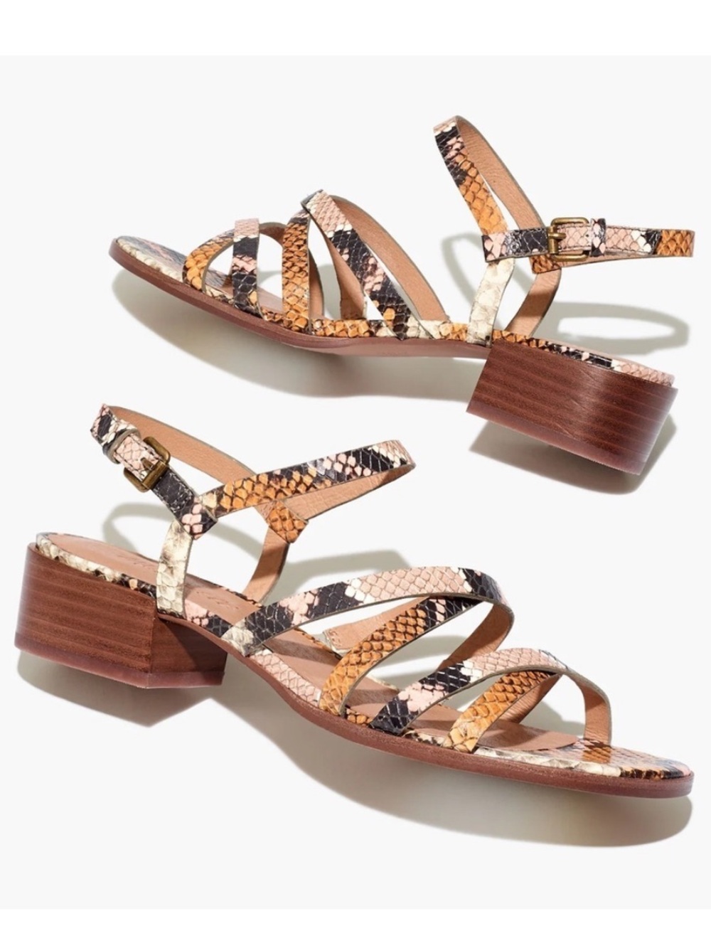 MADEWELL The Lori Sandal in Snake Embossed Leather Size 7.5 NWOB